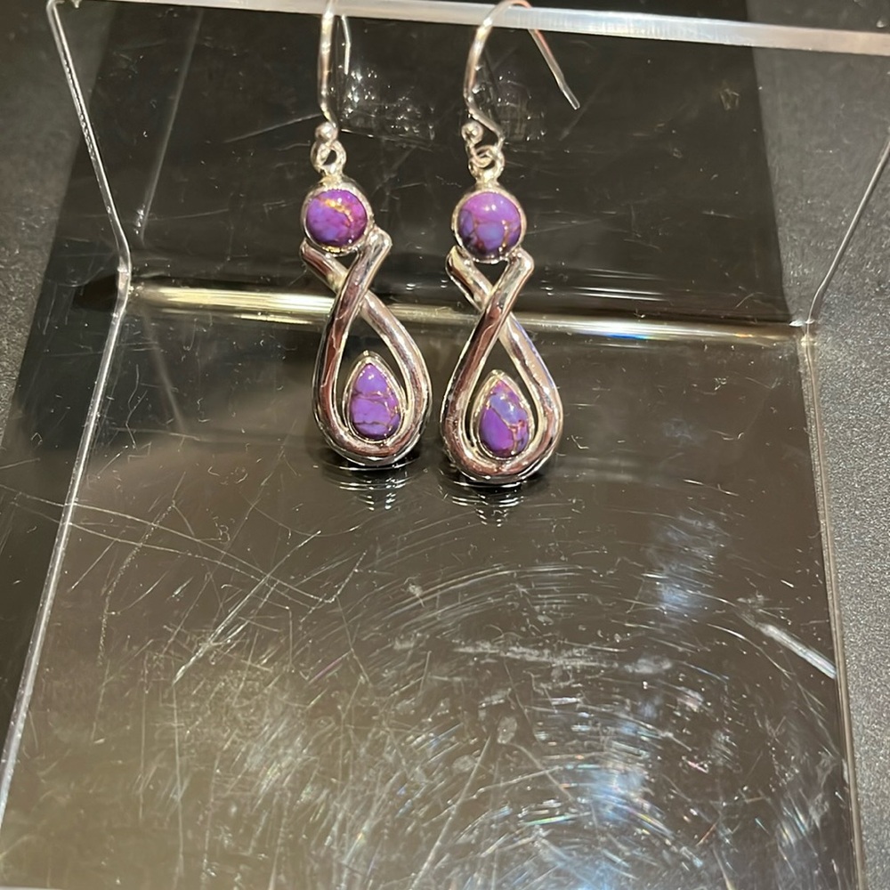 Purple Mojave turquoise sterling silver earrings